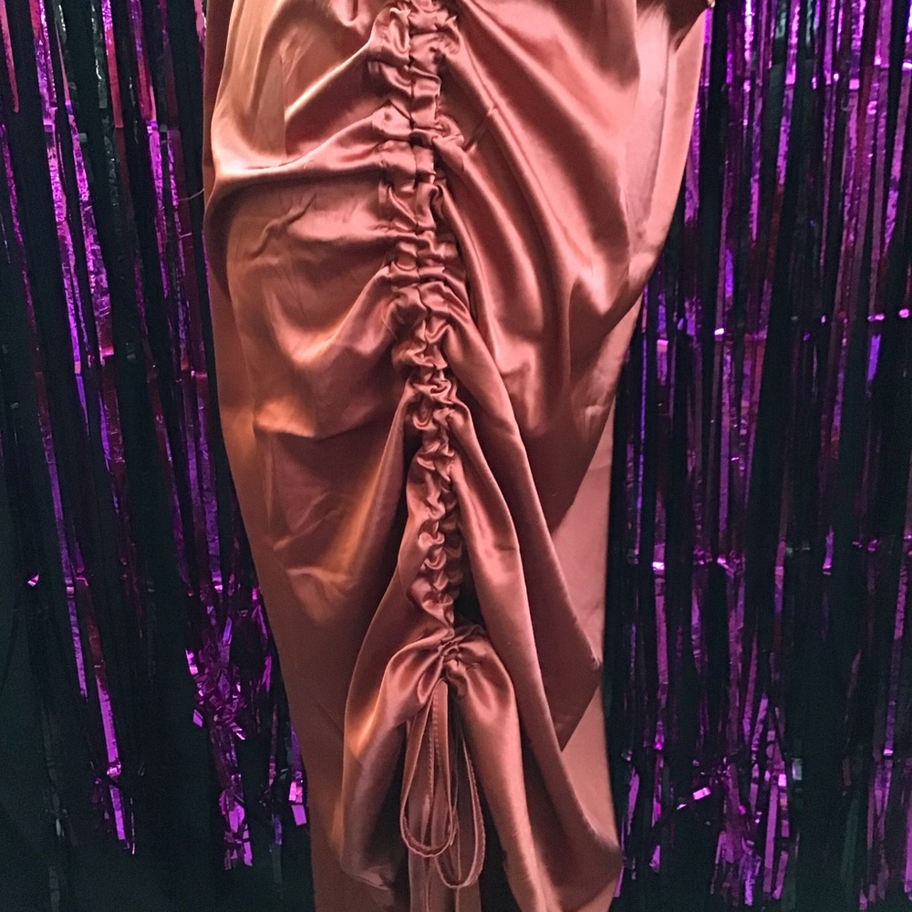 SOLD Copper-Colored Satin Dress - Picture 2 of 3